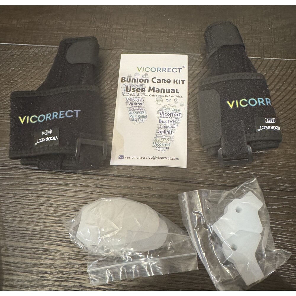 New Vicorrect Black Set (2) Bunion Corrector Set One Size